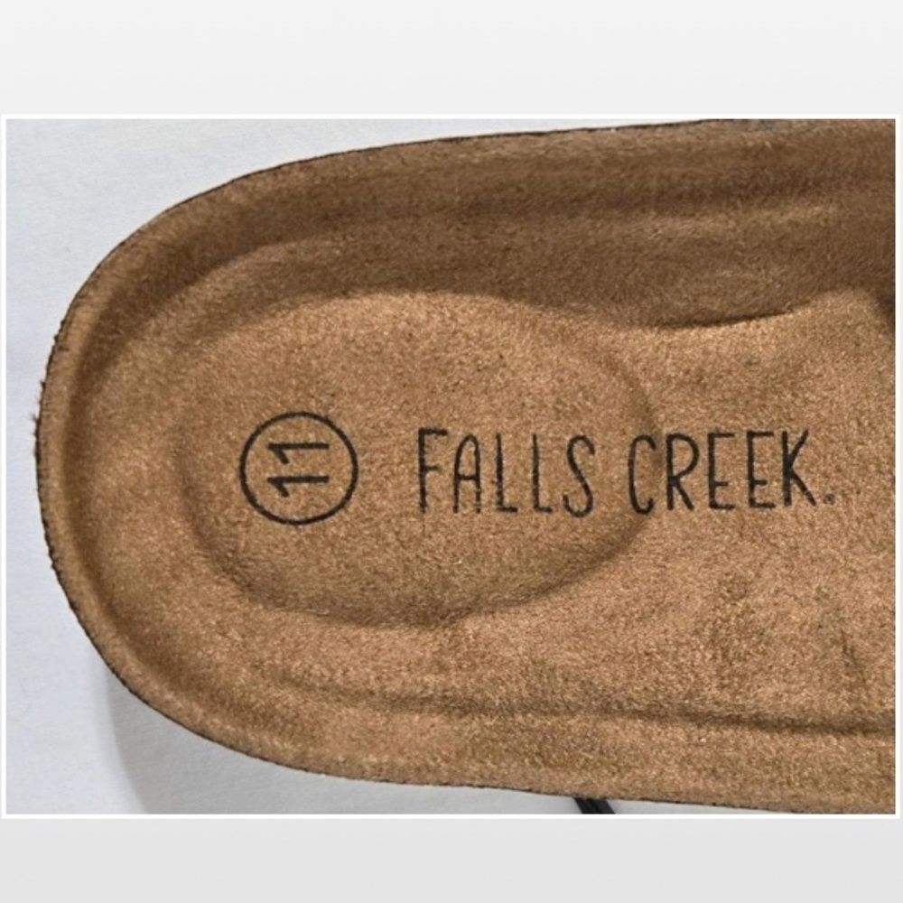 New Falls Creek Shoes Womens Sandals Dark Brown Straps Buckles Slip On Size 11 - Picture 12 of 15